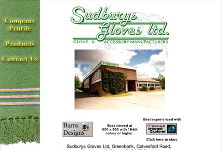 Screenshot of Sudburys Gloves Ltd