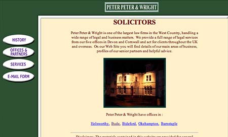 Screenshot of Peter Peter & Wright Solicitors