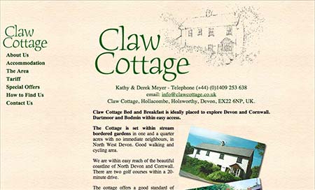 Screenshot of Claw Cottage