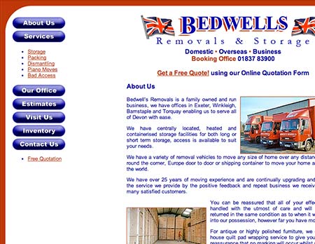 Screenshot of Bedwells Removals & Storage
