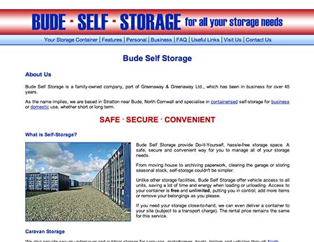Screenshot of Bude Self Storage Ltd