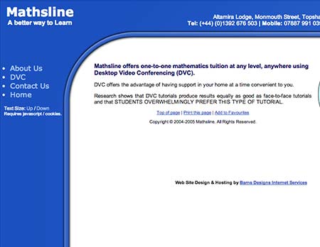 Screenshot of Mathsline