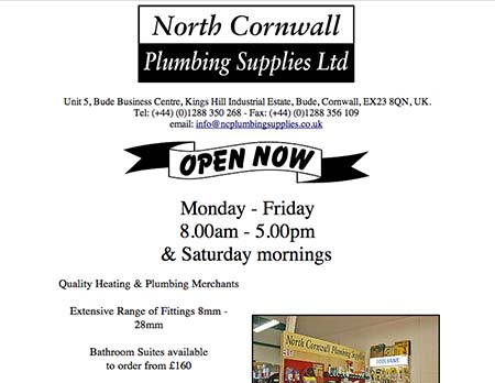 Screenshot of North Cornwall Plumbing Supplies Ltd