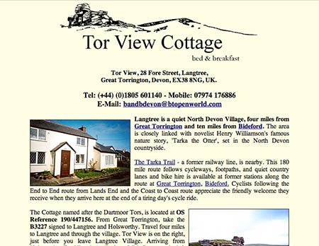Screenshot of Tor View Cottage