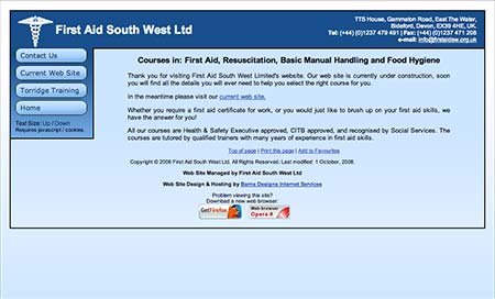 Screenshot of First Aid South West Ltd