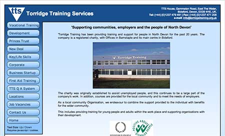 Screenshot of Torridge Training Services Ltd