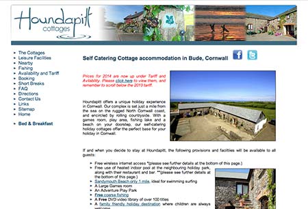 Screenshot of Houndapitt Cottages