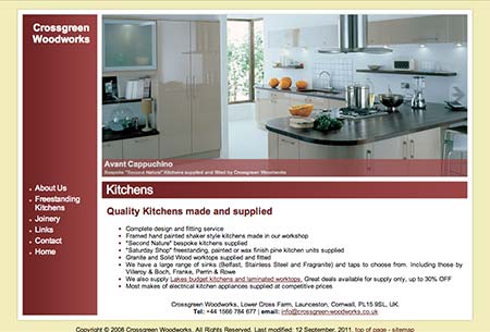 Screenshot of Crossgreen Woodworks
