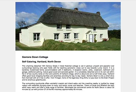Screenshot of Gorrans Down Cottage